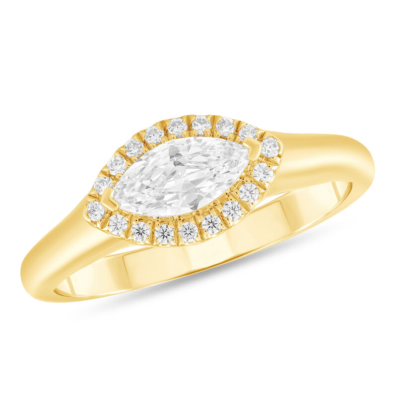 Marquise Lab Grown Diamond Horizontal Halo Engagement Ring in 14k Yellow Gold image number null